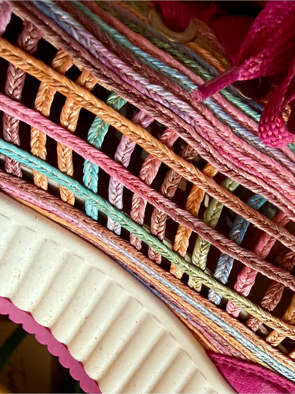 Multicolor Woven Lace-Up Sneakers - Pink Accent - Picture 6 of 8